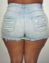“Vibes” denim shorts